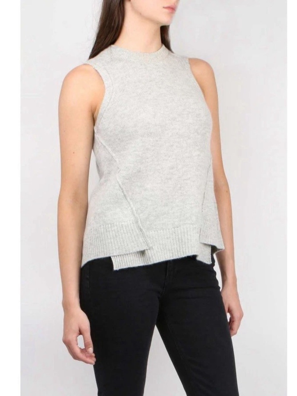 Brochu Walker Aimi Crossback Looker Cashmere Wool Gray‎ Sleeveless Sweater